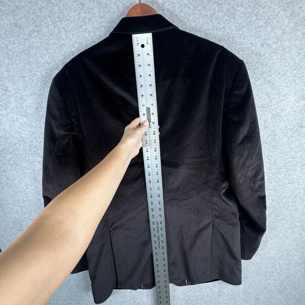 Jones New York Velvet Cotton Blazer Brown‎ Houndstooth 44L Sport Coat